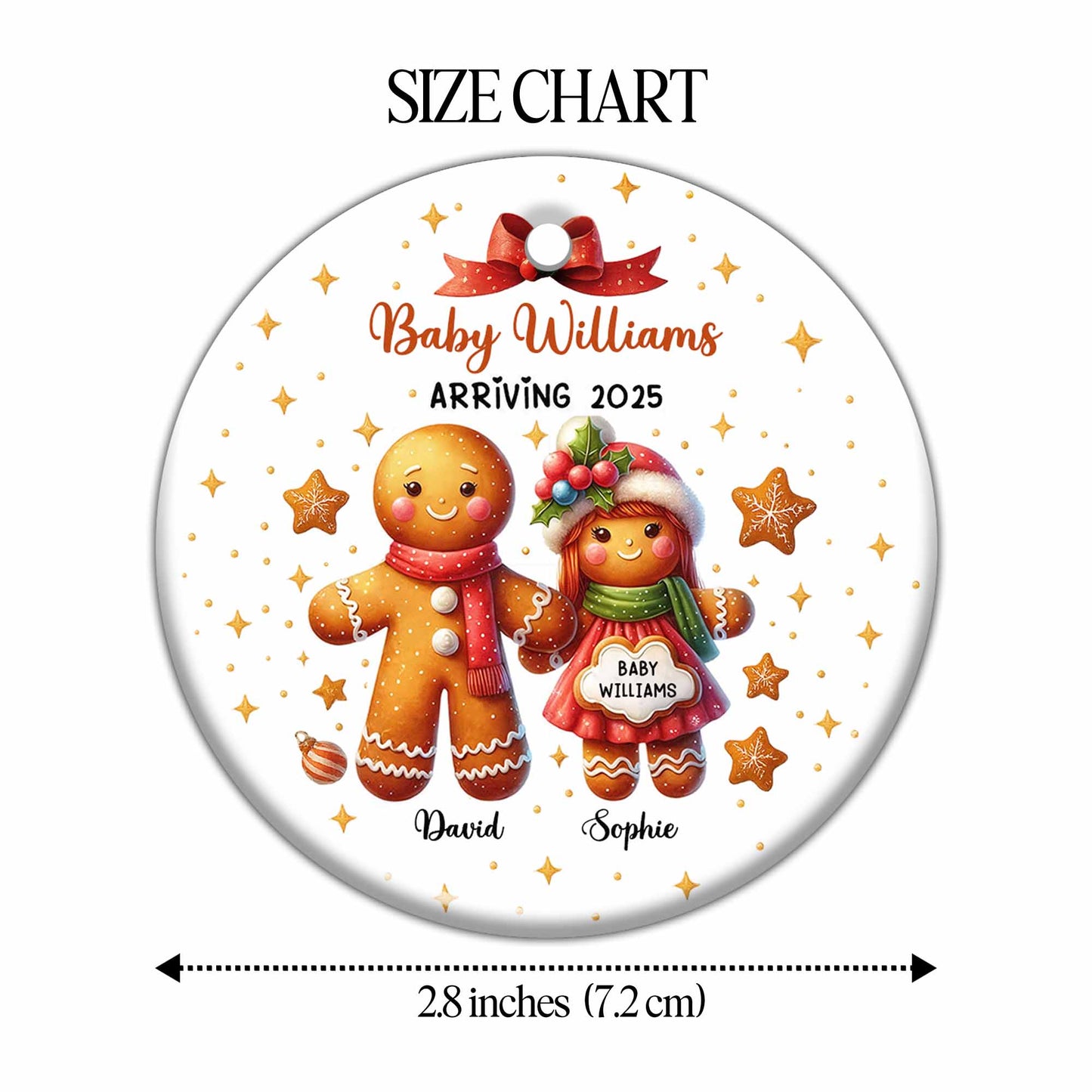 Celebrate the Sweet Arrival, Gingerbread Figures Ornament - Personalized Custom Ceramic Ornament With Round Shape - FAM444_RCE