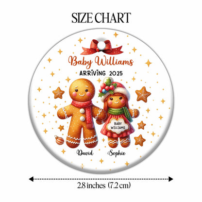 Celebrate the Sweet Arrival, Gingerbread Figures Ornament - Personalized Custom Ceramic Ornament With Round Shape - FAM444_RCE
