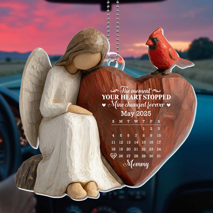 The Moment Your Heart Stopped, Angel and Heart Ornament - Personalized Custom Acrylic Ornament, Car Hanging Ornament - HME453_ACA