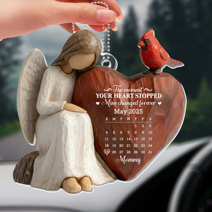 The Moment Your Heart Stopped, Angel and Heart Ornament - Personalized Custom Acrylic Ornament, Car Hanging Ornament - HME453_ACA