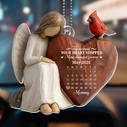 The Moment Your Heart Stopped, Angel and Heart Ornament - Personalized Custom Acrylic Ornament, Car Hanging Ornament - HME453_ACA