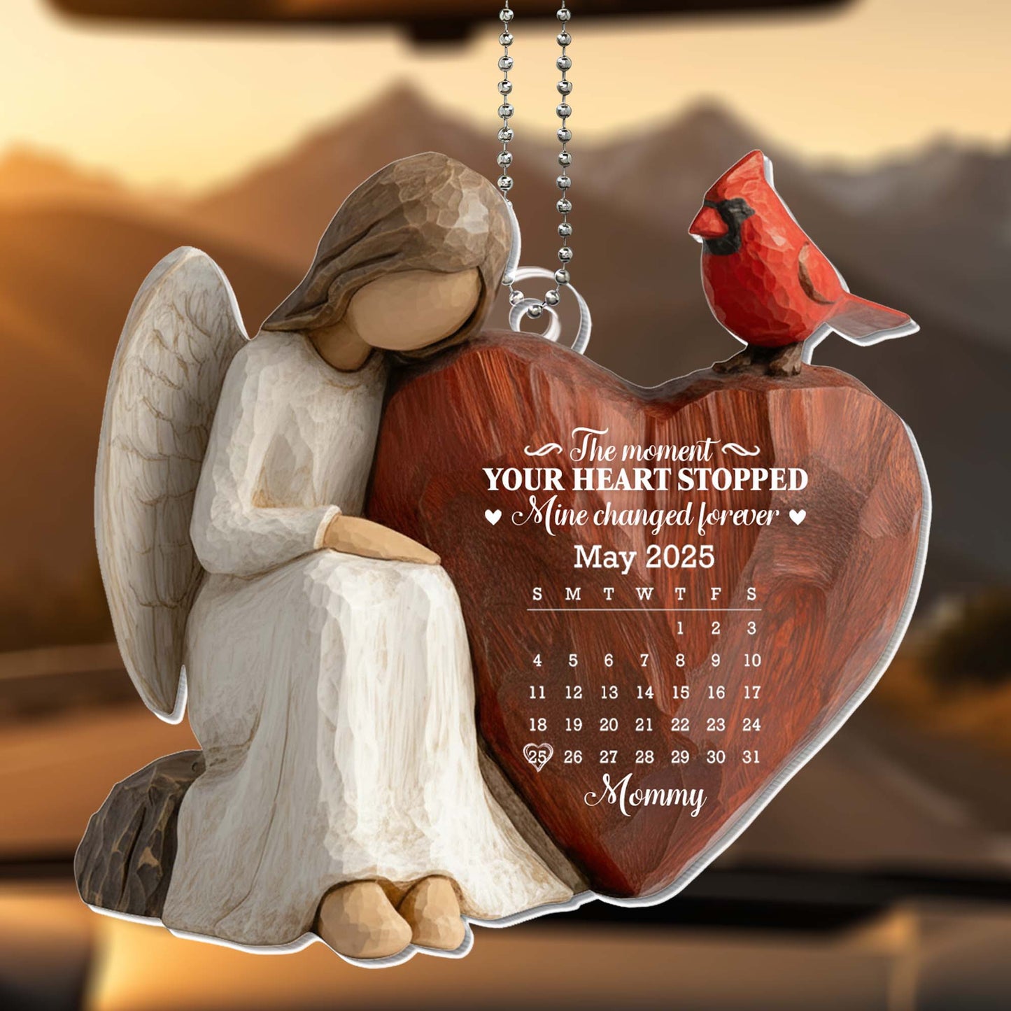 The Moment Your Heart Stopped, Angel and Heart Ornament - Personalized Custom Acrylic Ornament, Car Hanging Ornament - HME453_ACA