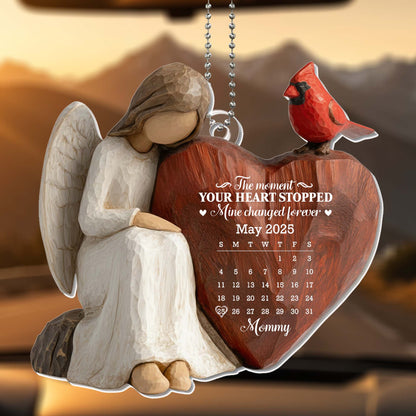 The Moment Your Heart Stopped, Angel and Heart Ornament - Personalized Custom Acrylic Ornament, Car Hanging Ornament - HME453_ACA