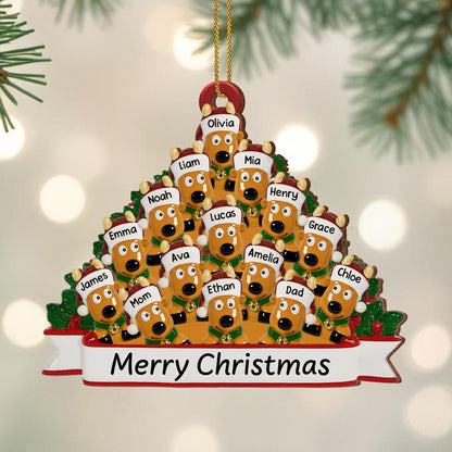 Merry Christmas With Family And Adorable Dogs - Personalized Custom Wood Ornament, Custom Shaped - FAM456_WDO