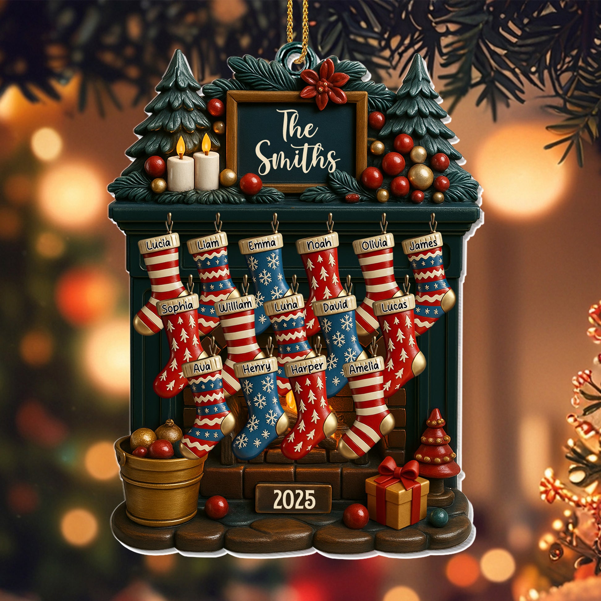 Customizable Christmas Stockings And Fireplace Display