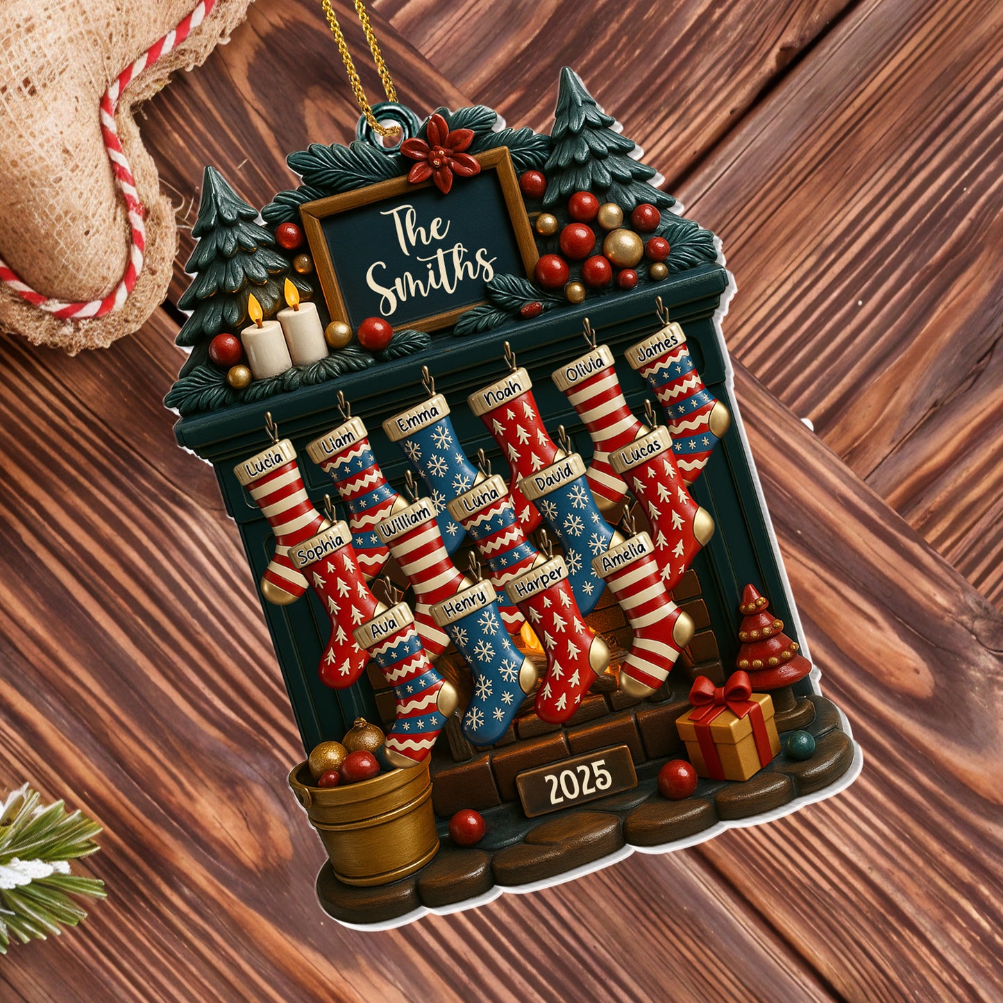 Customizable Christmas Stockings And Fireplace Display