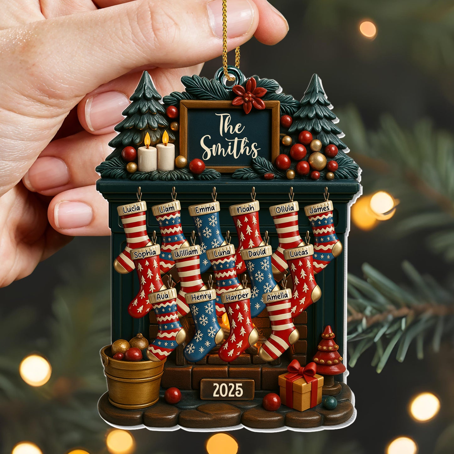 Customizable Christmas Stockings And Fireplace Display