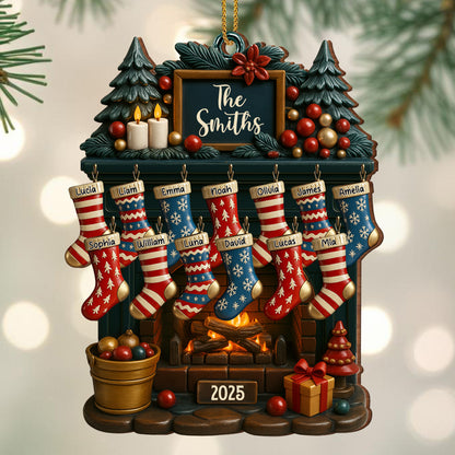 Holiday Gatherings Customized Family Name Wood Ornament