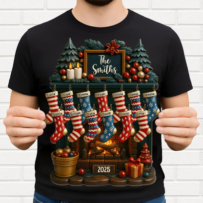 Celebrate A Cozy Family Christmas With Fireplace And Christmas Stockings