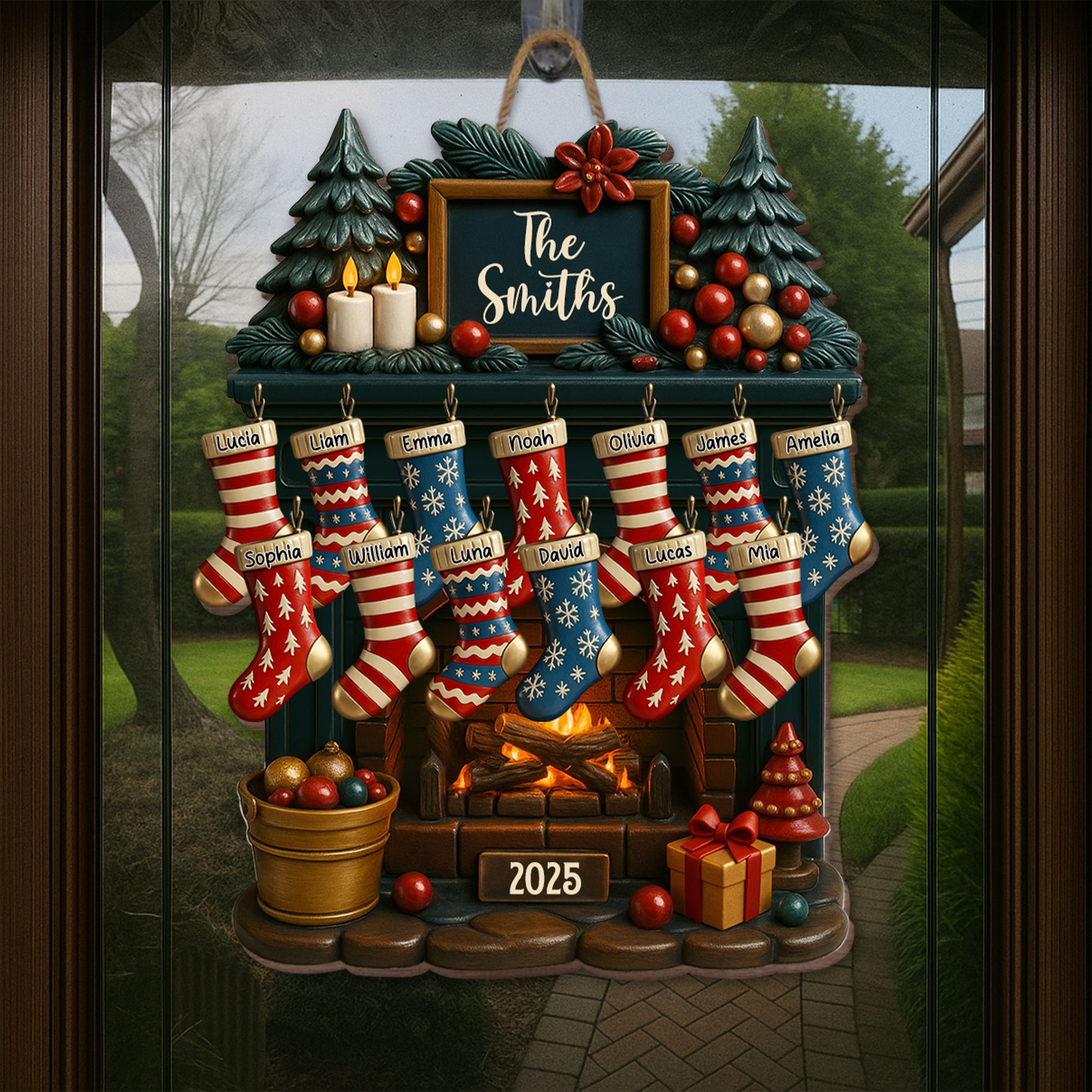 Celebrate A Cozy Family Christmas With Fireplace And Christmas Stockings