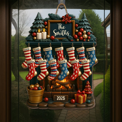 Celebrate A Cozy Family Christmas With Fireplace And Christmas Stockings