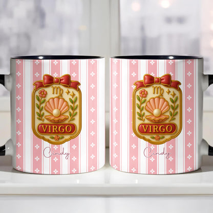 Magnifique signe du zodiaque Lion avec un élégant motif floral - Mug personnalisé - FAM467_AMUG
