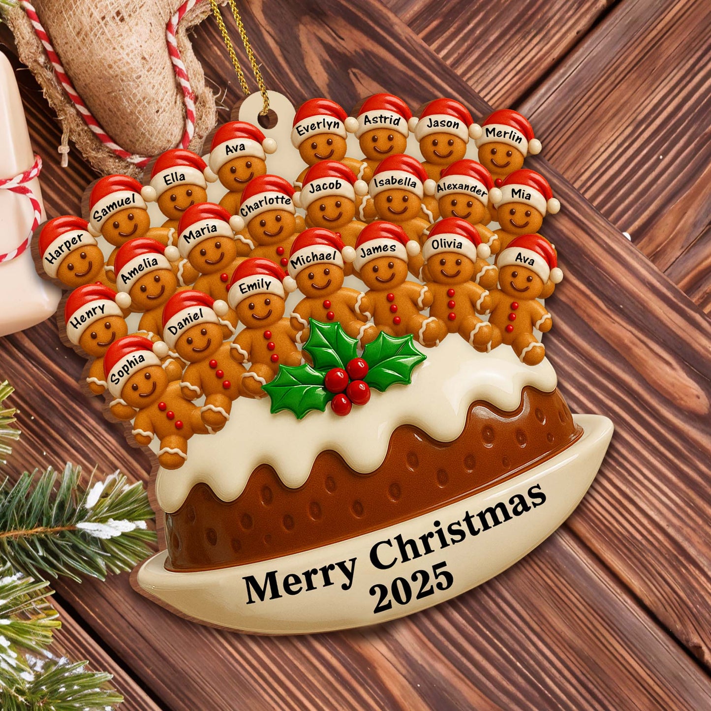 Merry Christmas With Gingerbread Men And Santa Hats
