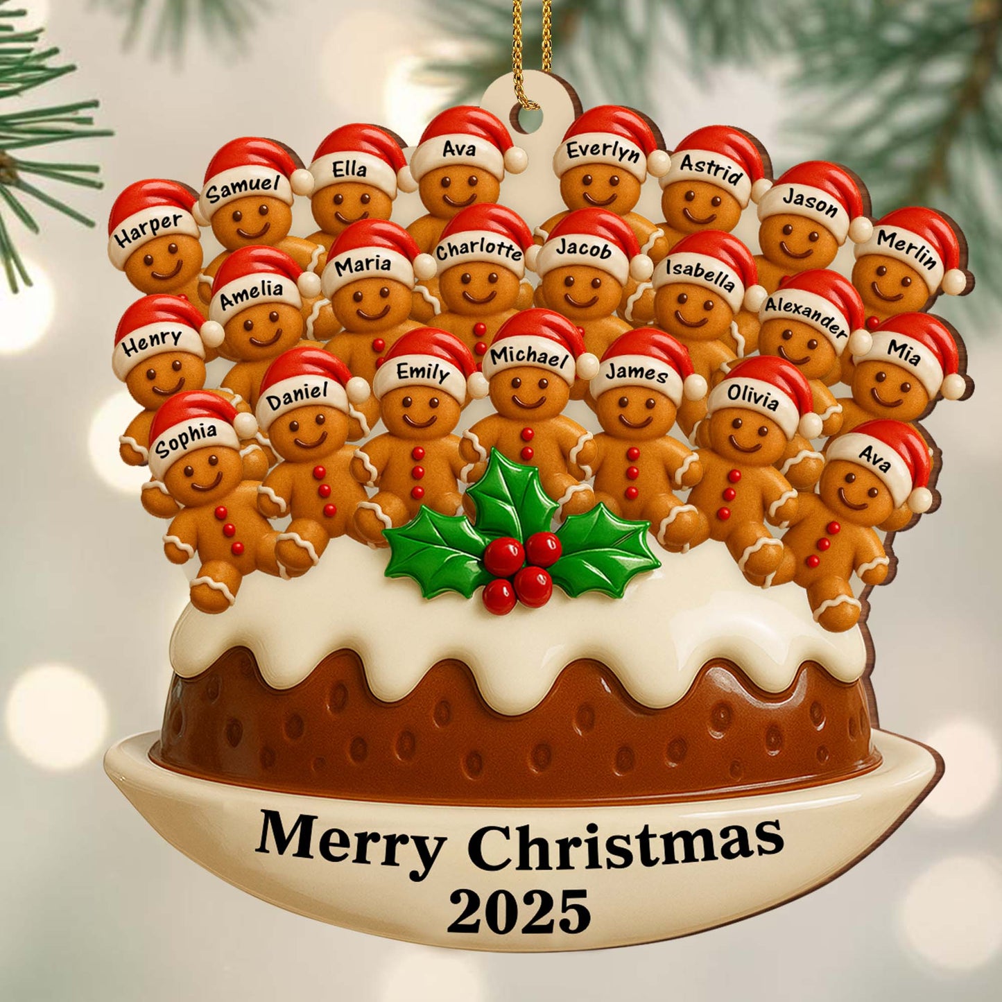 Merry Christmas With Gingerbread Men And Santa Hats