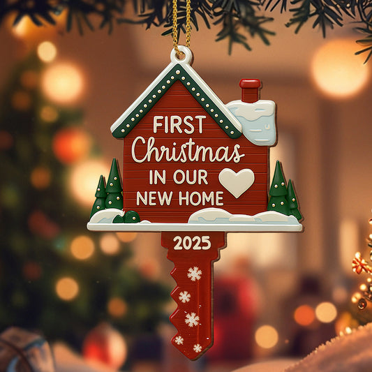 First Christmas In Our New Home, Heart and Trees Design