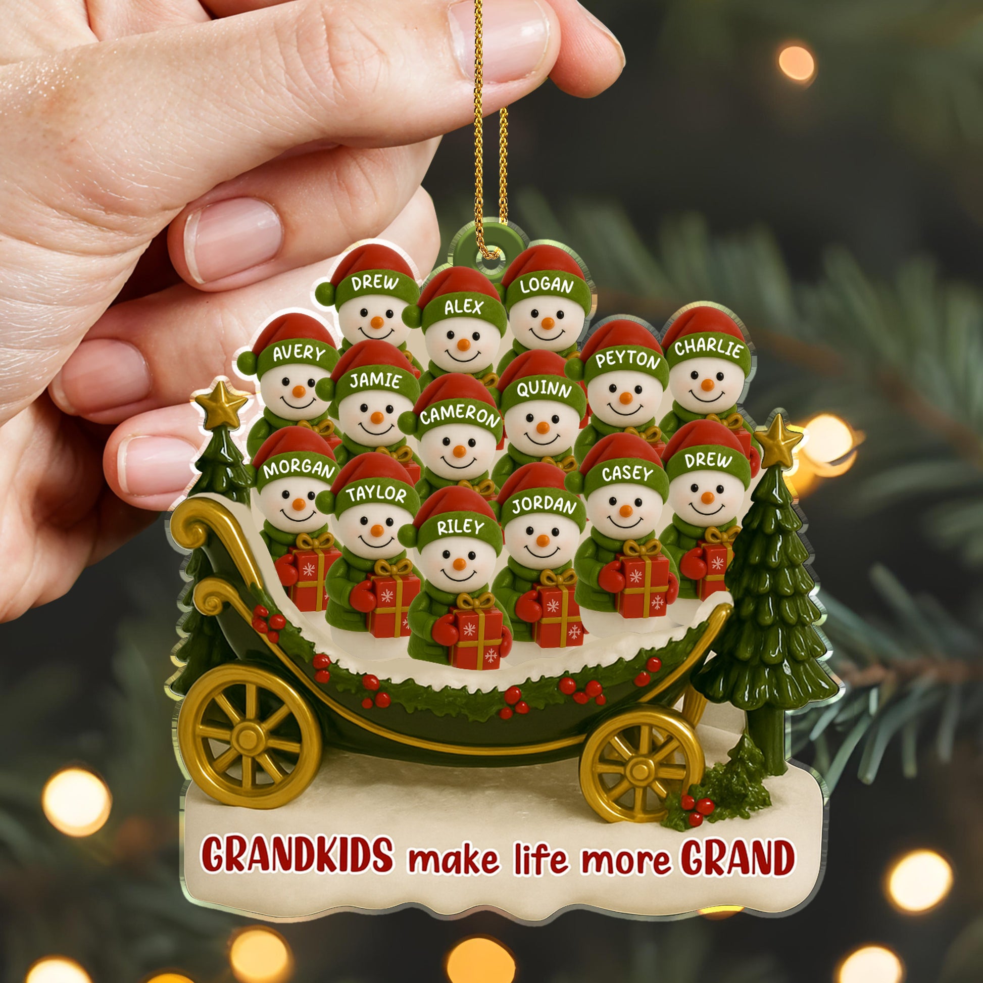 Grandkids Make Life More Grand, Christmas Tree and Sleigh