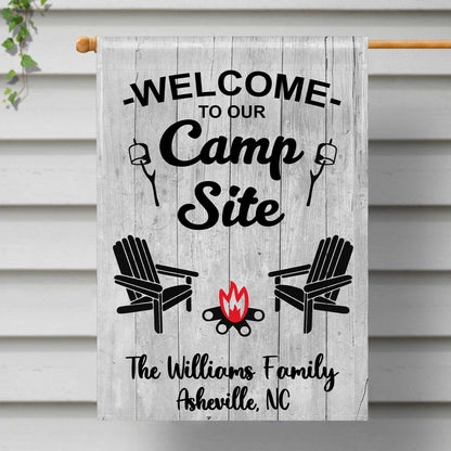 Welcome To Our Camp Site With Campfire and Chairs
