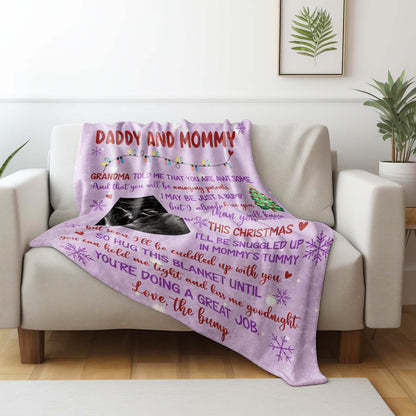La abuela me dijo que eres increíble, ecografía, árbol de Navidad - Manta personalizada - FAM524_BLK