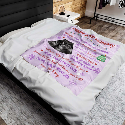 La abuela me dijo que eres increíble, ecografía, árbol de Navidad - Manta personalizada - FAM524_BLK