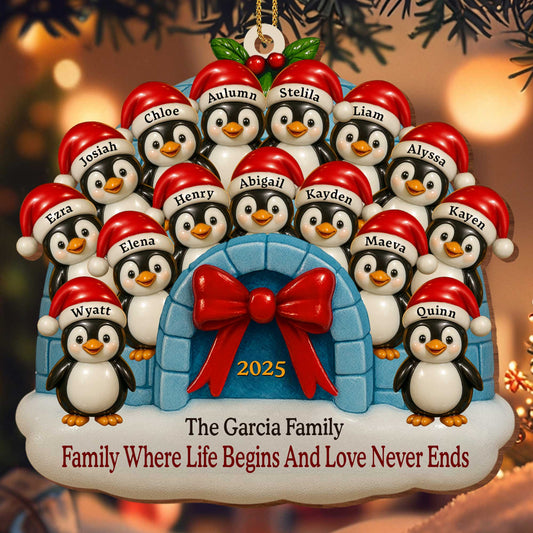 Family Where Life Begins And Love Never Ends Penguin Ornament