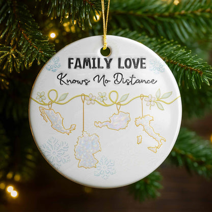 Family Love Knows No Distance With Snowflakes And Flowers