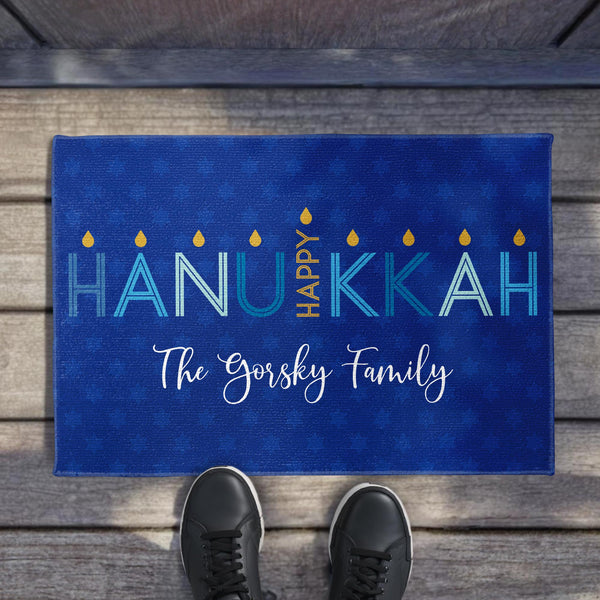 Happy Hanukkah Custom Doormat With Candles