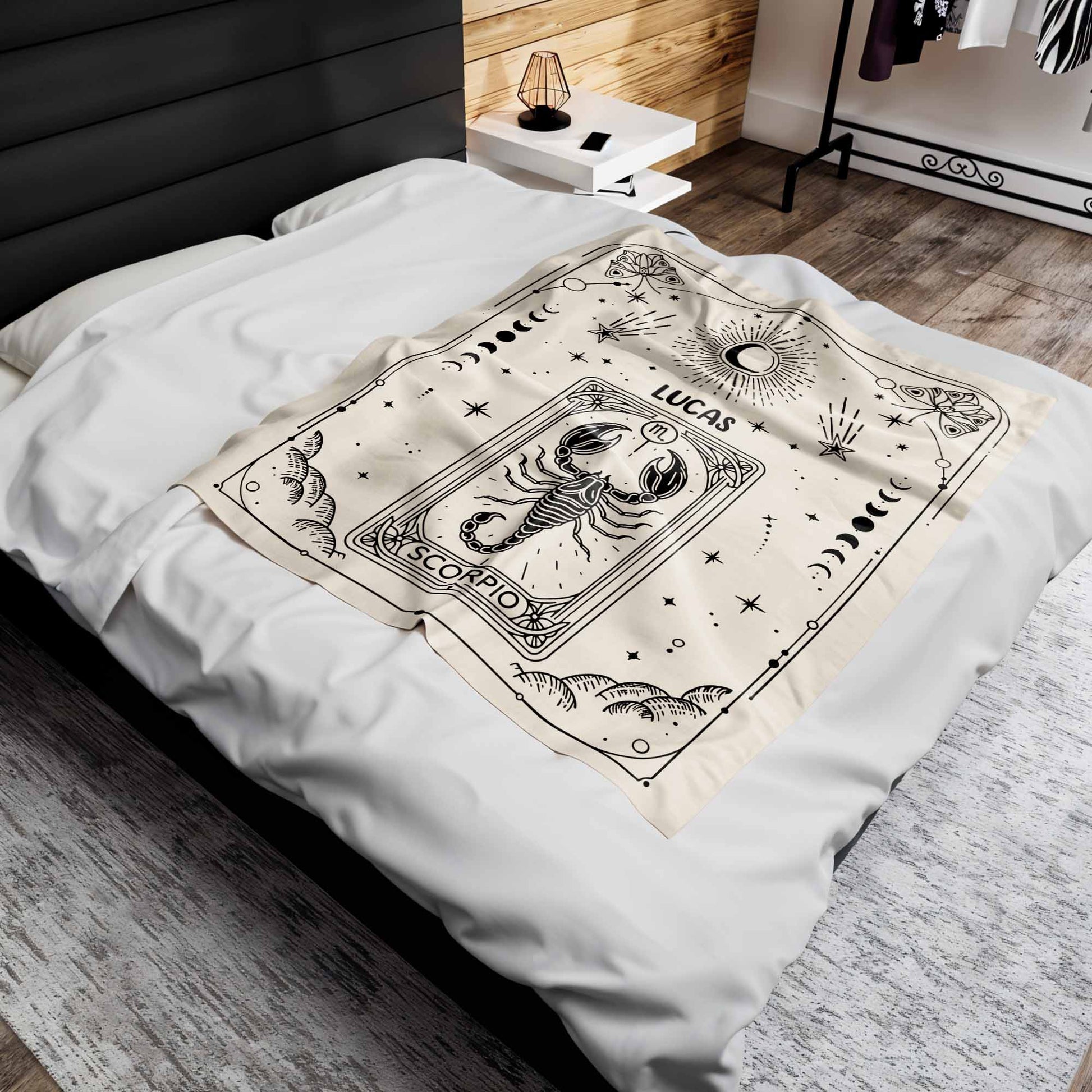 Zodiac Sign and Tarot Card Style Blanket For Scorpio