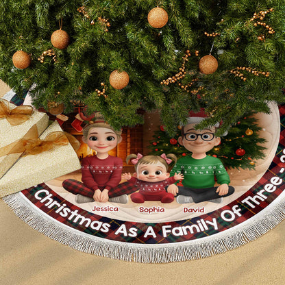Christmas As A Family Of Three With Cartoon Family