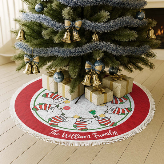 Create A Unique Holiday Tradition With Christmas Stockings - Personalized Custom Tree Skirt - FAM627_TREMAT