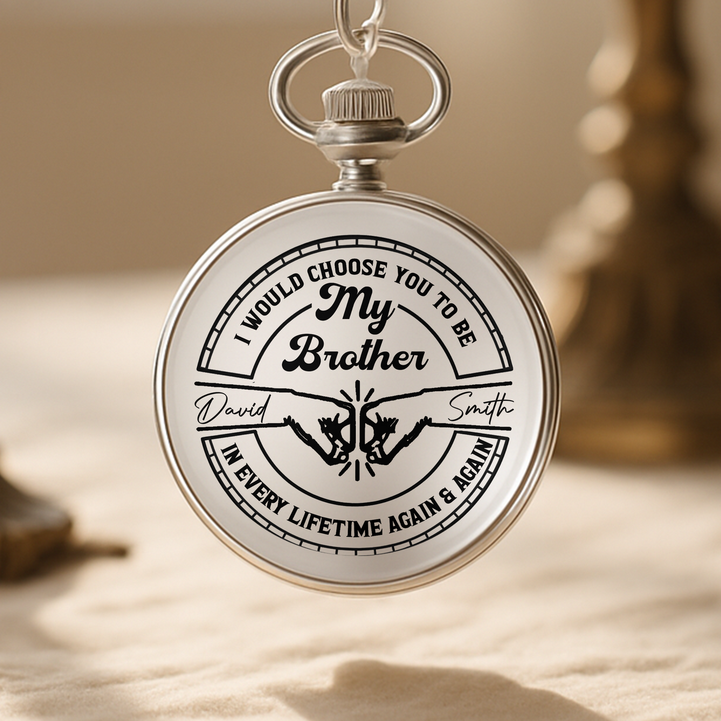 I Would Choose You To Be My Brother Handshake Design - Personalized Silver Plated Pocket Watch - FAM633_SWATCH