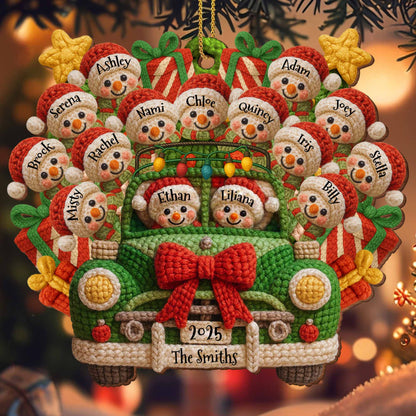 Cozy Christmas Ride With Festive Cheer - Personalized Custom Wood Ornament, Custom Shaped - FAM634_WDO