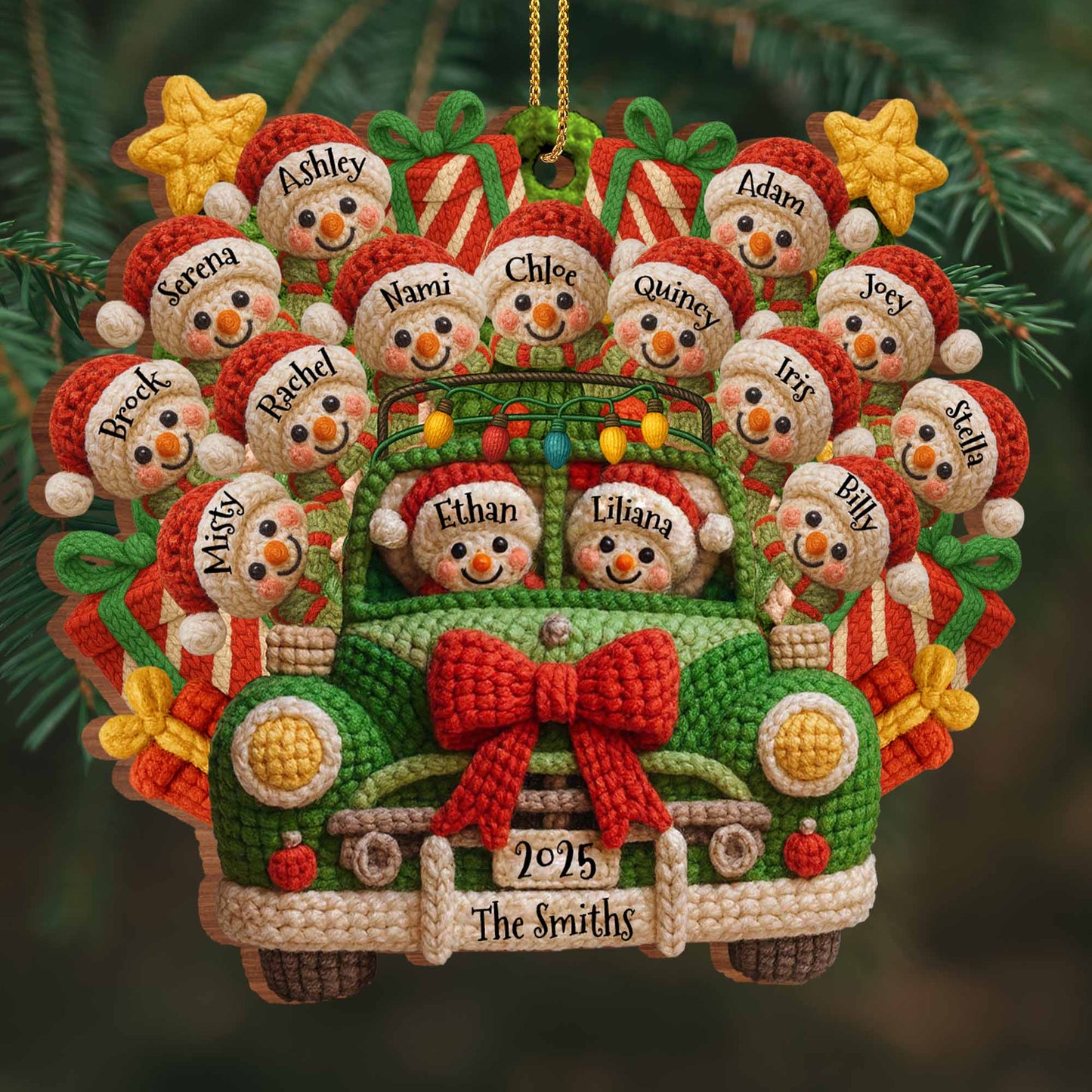 Cozy Christmas Ride With Festive Cheer - Personalized Custom Wood Ornament, Custom Shaped - FAM634_WDO