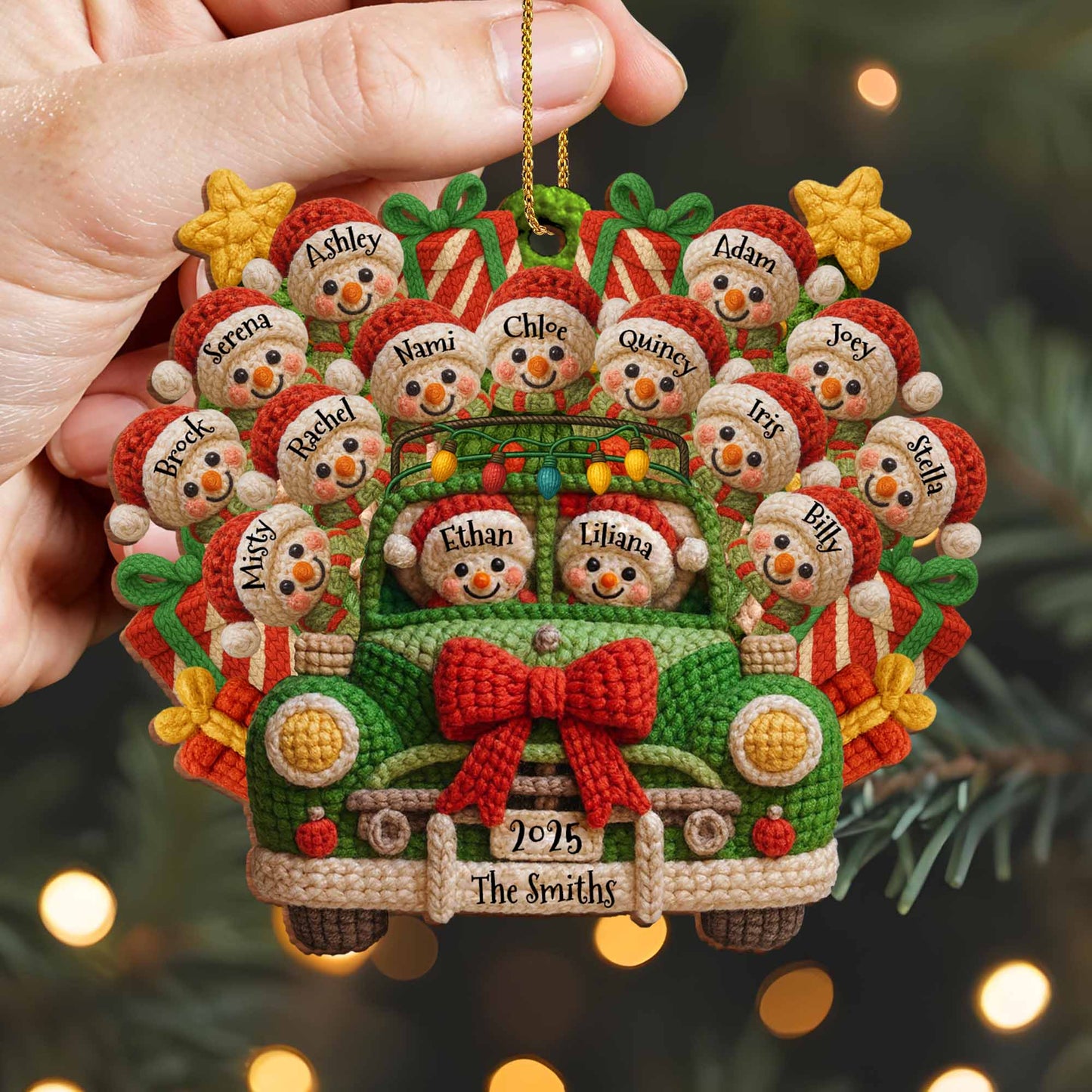 Cozy Christmas Ride With Festive Cheer - Personalized Custom Wood Ornament, Custom Shaped - FAM634_WDO