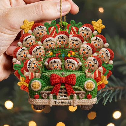 Cozy Christmas Ride With Festive Cheer - Personalized Custom Wood Ornament, Custom Shaped - FAM634_WDO