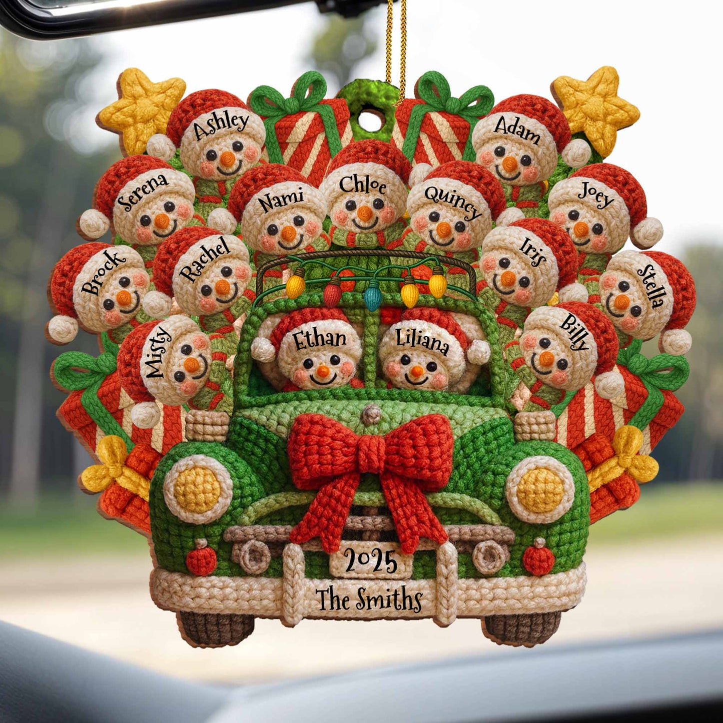 Cozy Christmas Ride With Festive Cheer - Personalized Custom Wood Ornament, Custom Shaped - FAM634_WDO