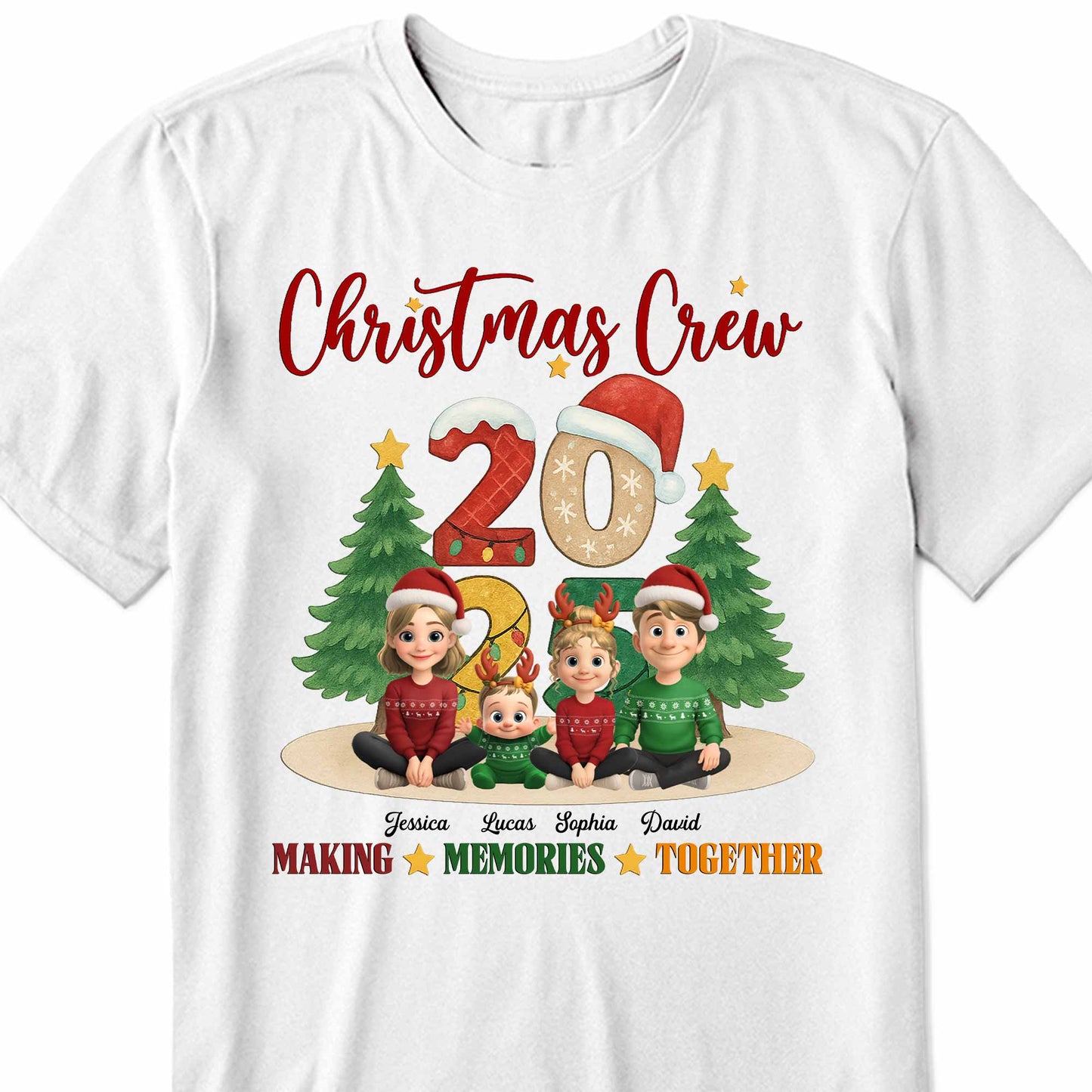 Christmas Crew Making Memories Together With Holiday Themes - Personalized Custom Unisex T-shirt, Hoodie - FAM645_WBAS