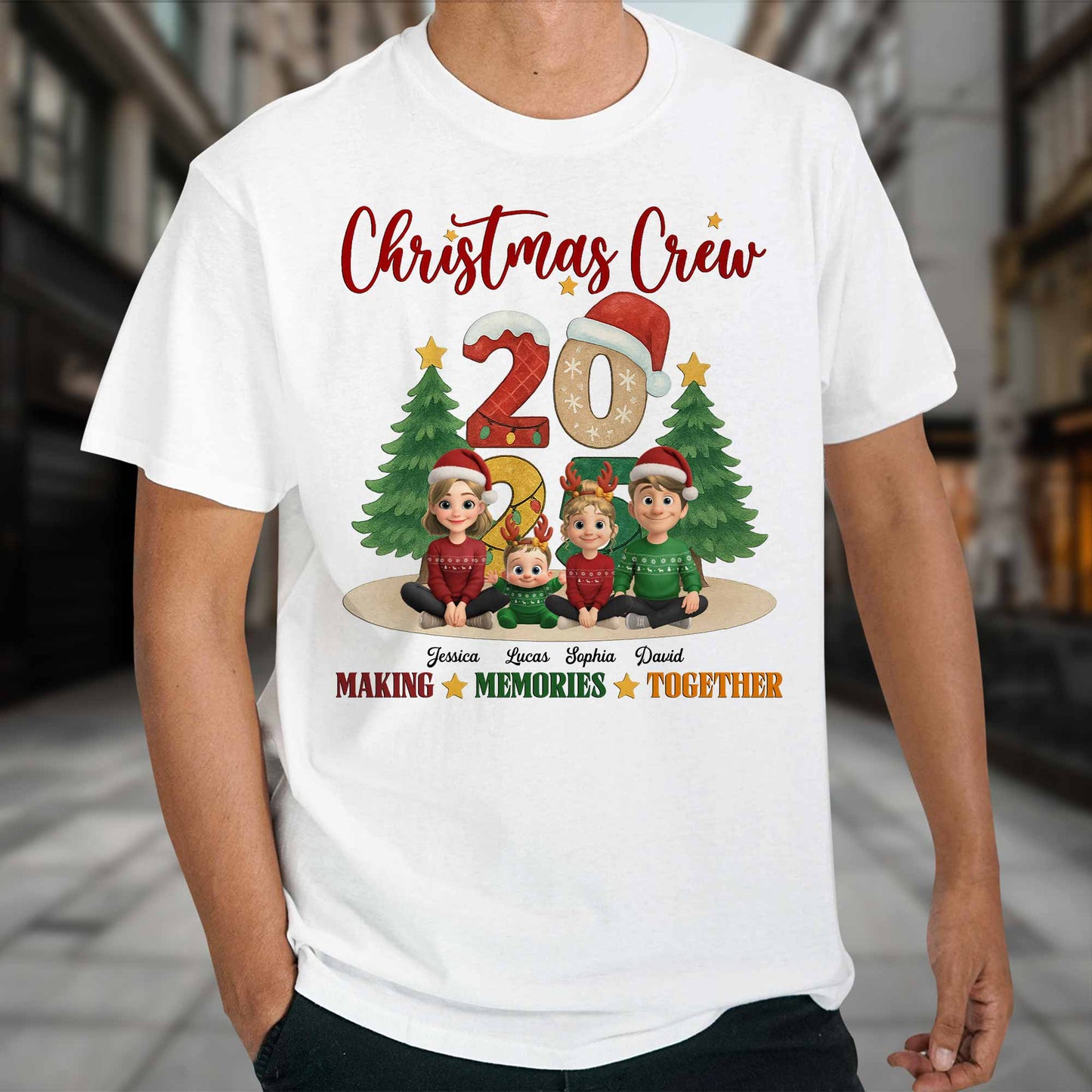 Christmas Crew Making Memories Together With Holiday Themes - Personalized Custom Unisex T-shirt, Hoodie - FAM645_WBAS