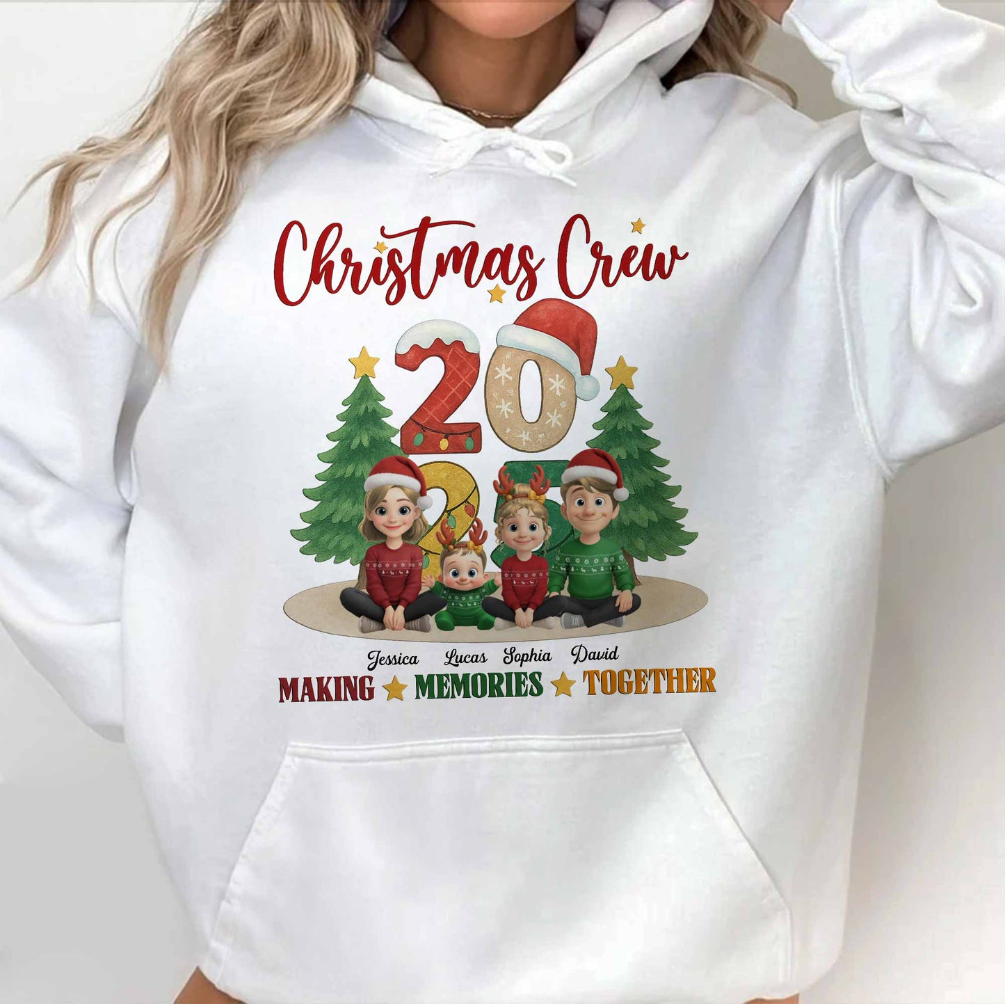 Christmas Crew Making Memories Together With Holiday Themes - Personalized Custom Unisex T-shirt, Hoodie - FAM645_WBAS