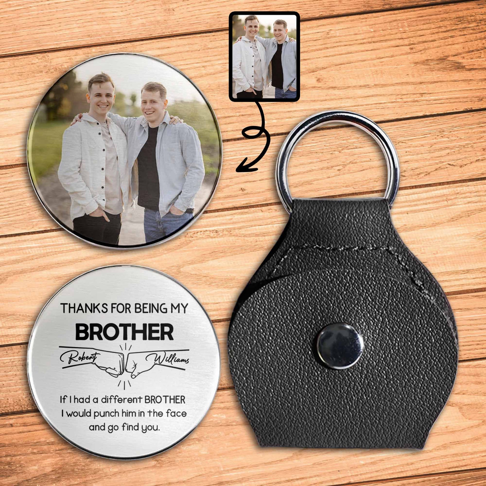 Thanks For Being My Brother, Keychain With Photo