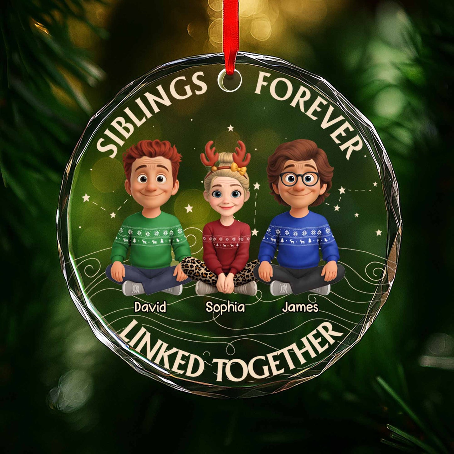 Siblings Forever, Linked Together With Christmas Sweaters