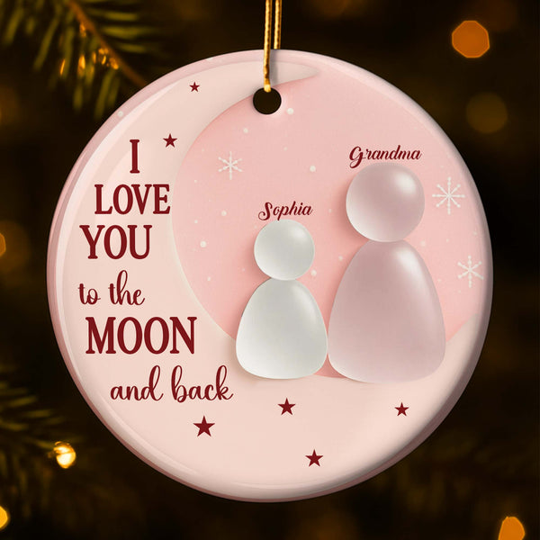 I Love You To The Moon And Back Ornament With Family Figures