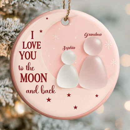 I Love You To The Moon And Back Ornament With Family Figures