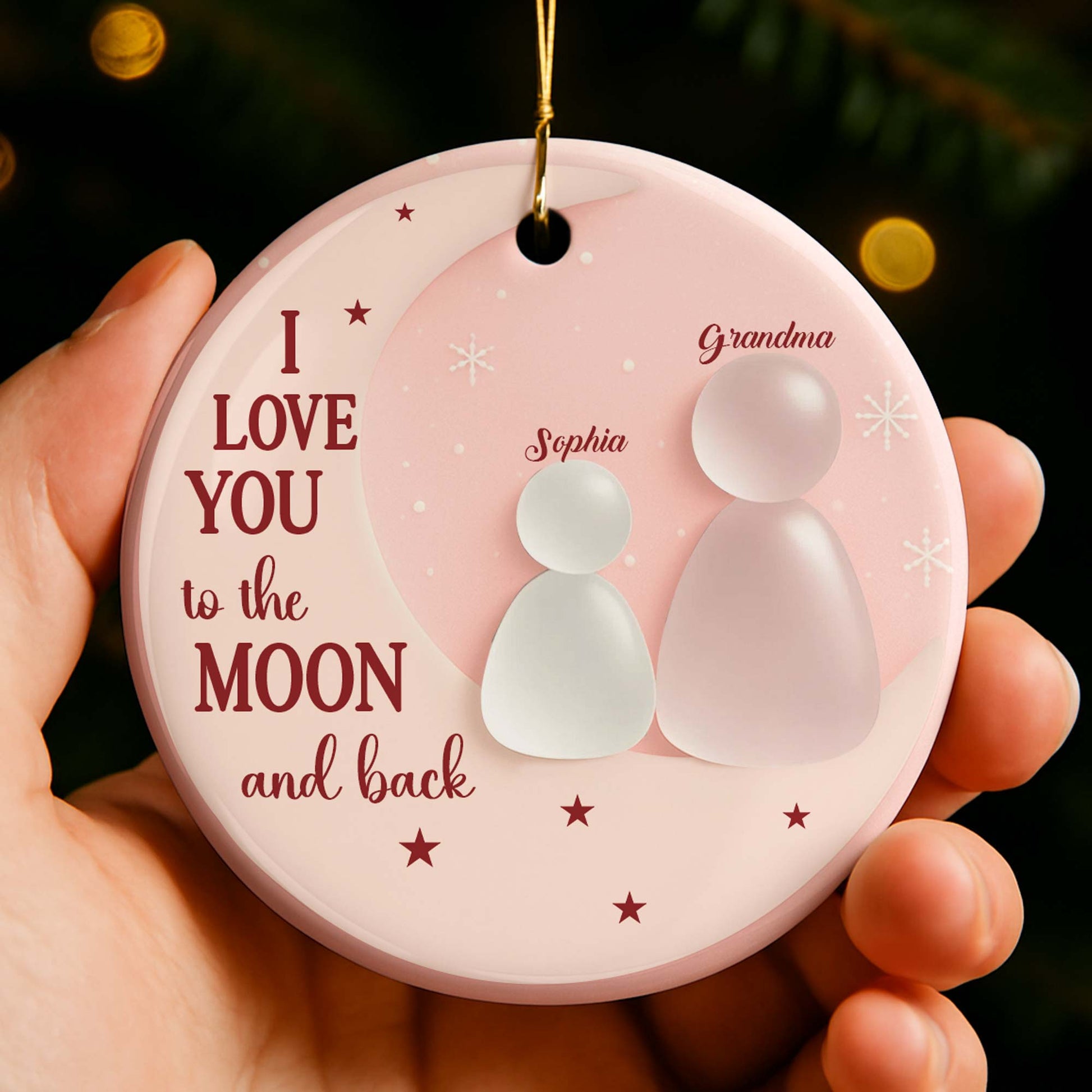I Love You To The Moon And Back Ornament With Family Figures