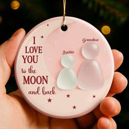 I Love You To The Moon And Back Ornament With Family Figures