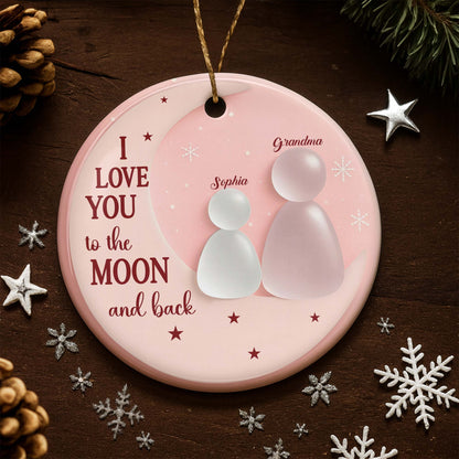 I Love You To The Moon And Back Ornament With Family Figures