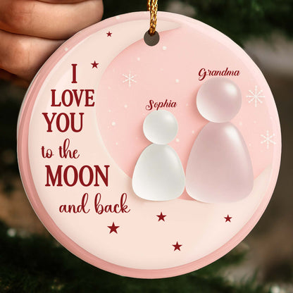 I Love You To The Moon And Back Ornament With Family Figures