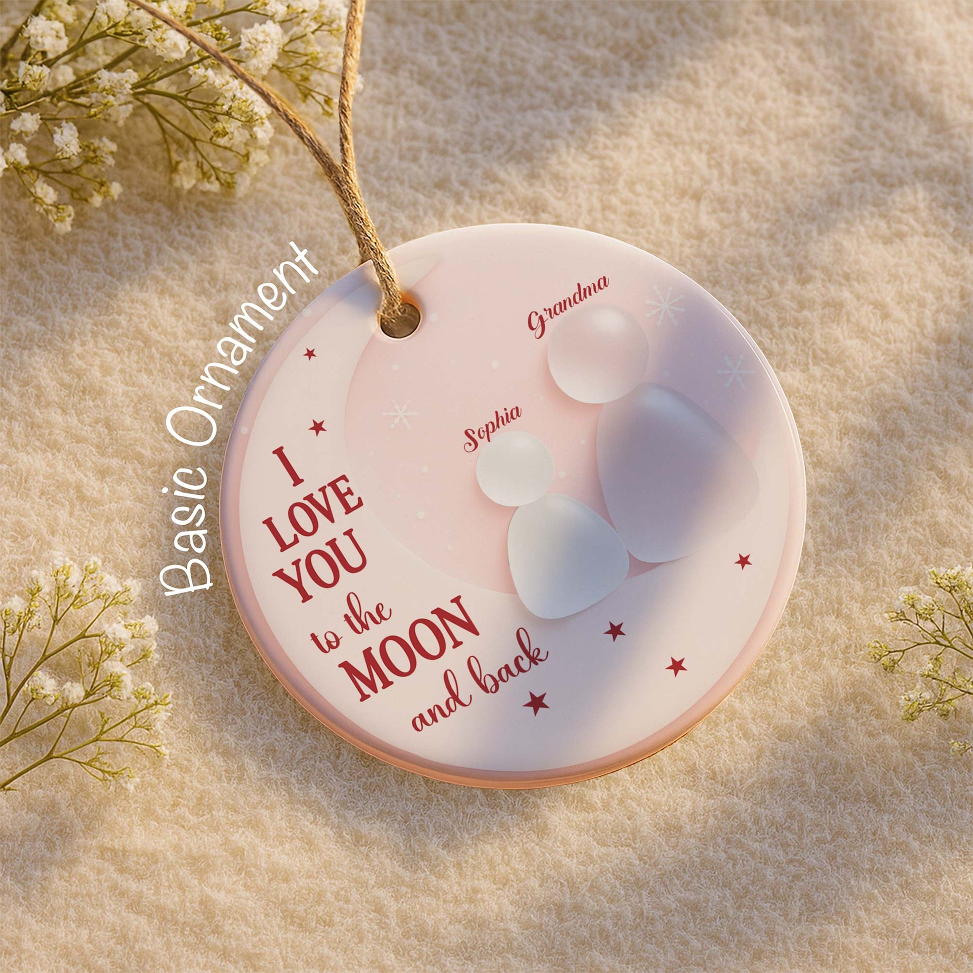 I Love You To The Moon And Back Ornament With Family Figures