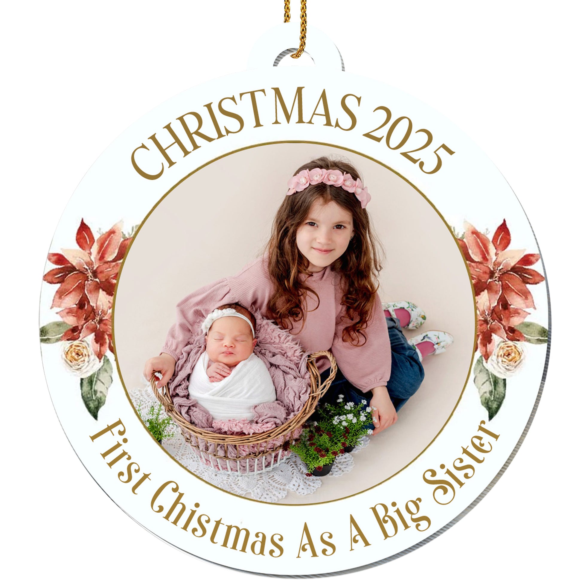 First Christmas As A Big Sister With Flowers and Baby Basket