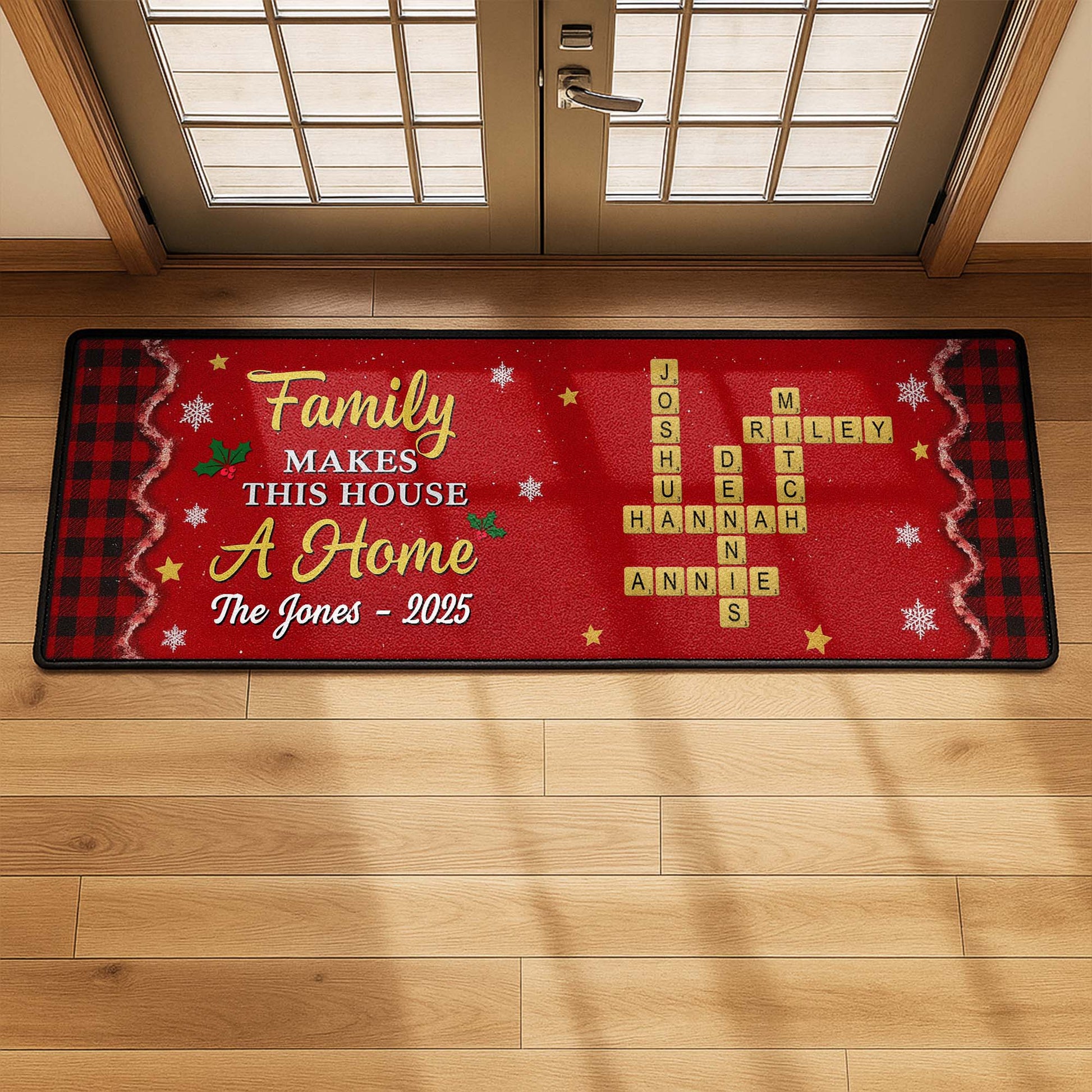 Family Makes This House A Home, Scrabble Tiles and Holly Design