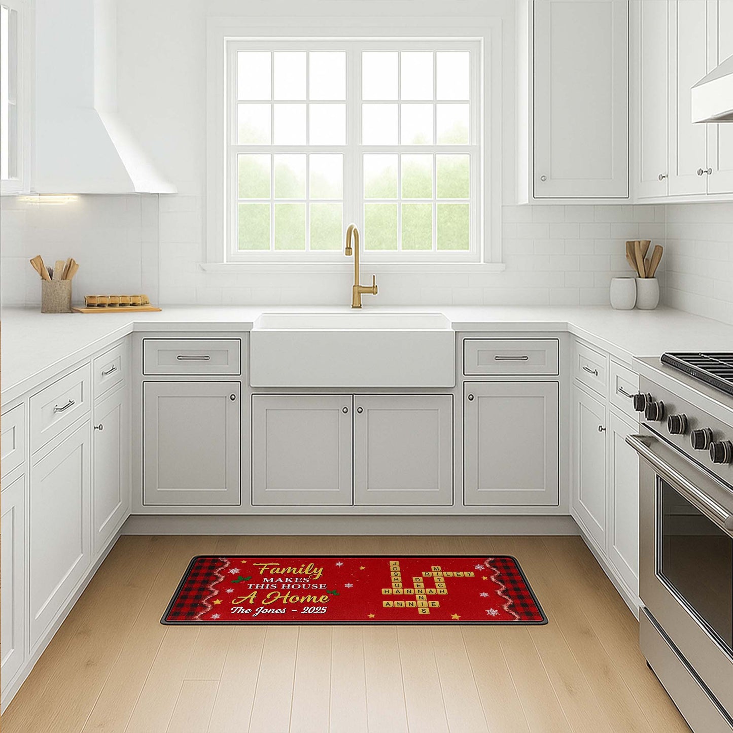 Family Makes This House A Home, Scrabble Tiles and Holly Design